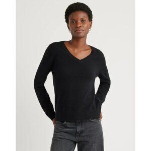 Quince Mongolian Cashmere V Neck Sweater Black XS